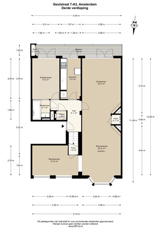 Floor plan - Geulstraat 7A3, 1078 KW Amsterdam 